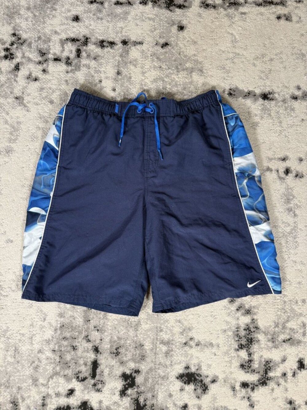 Y2K Style Nike Navy Blue Flame Printed Board Shorts